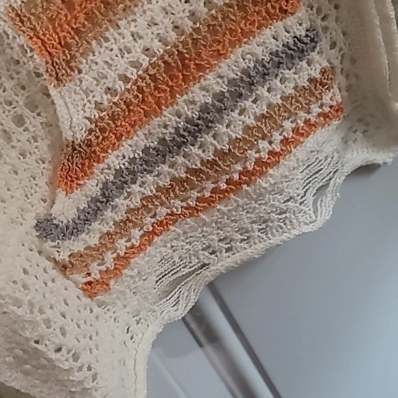 POL Women's Cream and Brown Open-Knit Cardigan - Picture 6 of 7